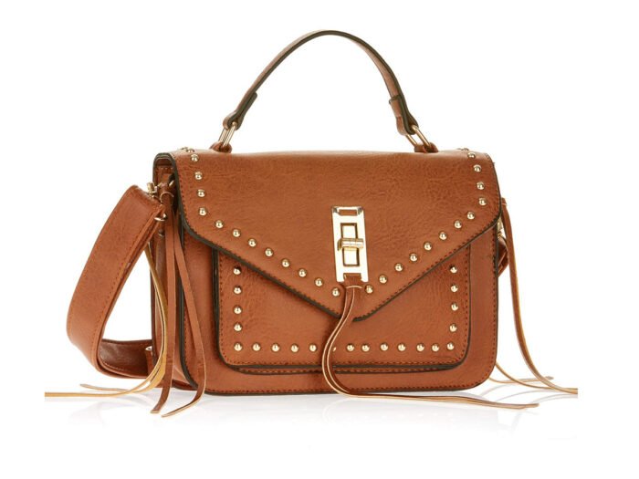 Metallic Sky Studded Crossbody With Fringe - Image 1